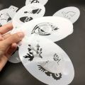 Face Painting Stencils Pro Body Art template Dots Fish Scale Leopard Print Bricks Angel Rainbow Prastice Makeup 9 pcs 14*7.5cm. 