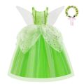 Halloween Halloween Tinkerbell Costume for Girls Flower Fairy Princess Cosplay Outfits Kids Green Gown Children Birthday Tiana DressDolls Accessories. 