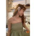 2023Summer Temperament Pure Desire Chic off-Shoulder Pleated Tube Top Outer Wear Inner Wear Ruffled Shirt.