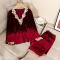 Autumn  Pajamas Set Casual Women Sleepwear Velour 2 Pieces Shirt&Pants Lounge Wear Soft Velvet Lingerie Home Clothes. 