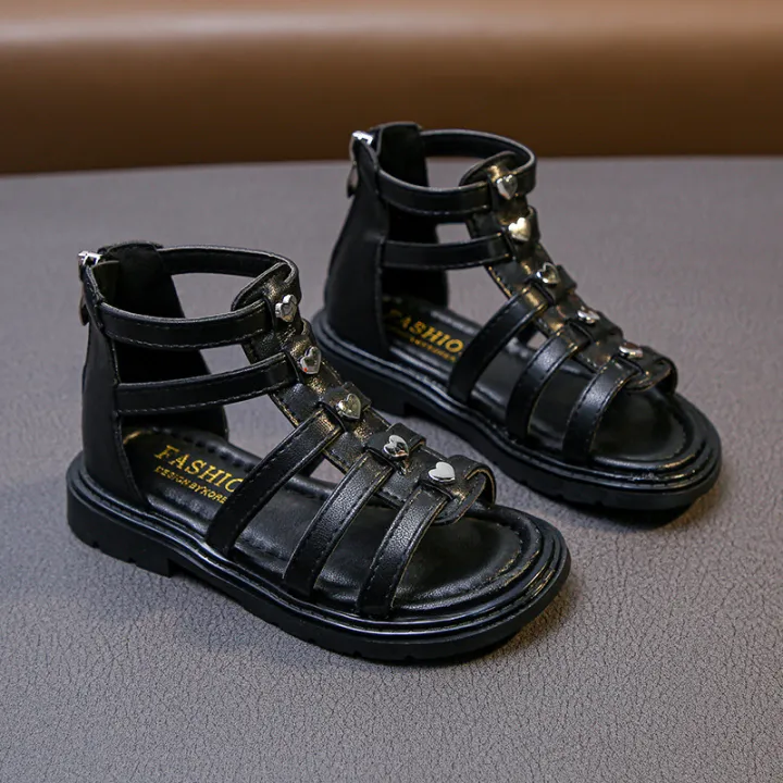 Girls%20roman%20sandals%20spring%20summer%202024%20new%20korean%20fashion%20summer%20little%20girl%20studded%20high-top%20princess%20children's%20shoes%20-%20Image%203