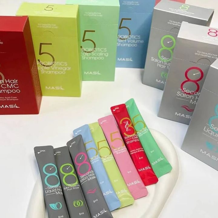Korean%20Masil%208%20Seconds%20Salon%20Hair%20Mask%20No10%20Hair%20Restoration%20Treatments%20Keratin%20Repairing%20Supple%20Hydration%20Hair%20Care%20No5%20Shampoo%20-%20Image%202