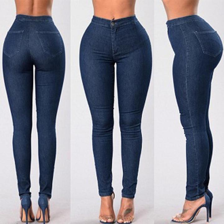 Women Skinny Stretch Denim Slim High Waist Trousers Leggings Jeans Pants-Color & Size Your Choice