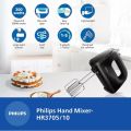 Philips HR3705/10 300W Hand Mixer – Lightweight, 5-Speed Control, Stainless Steel Accessories (Black).