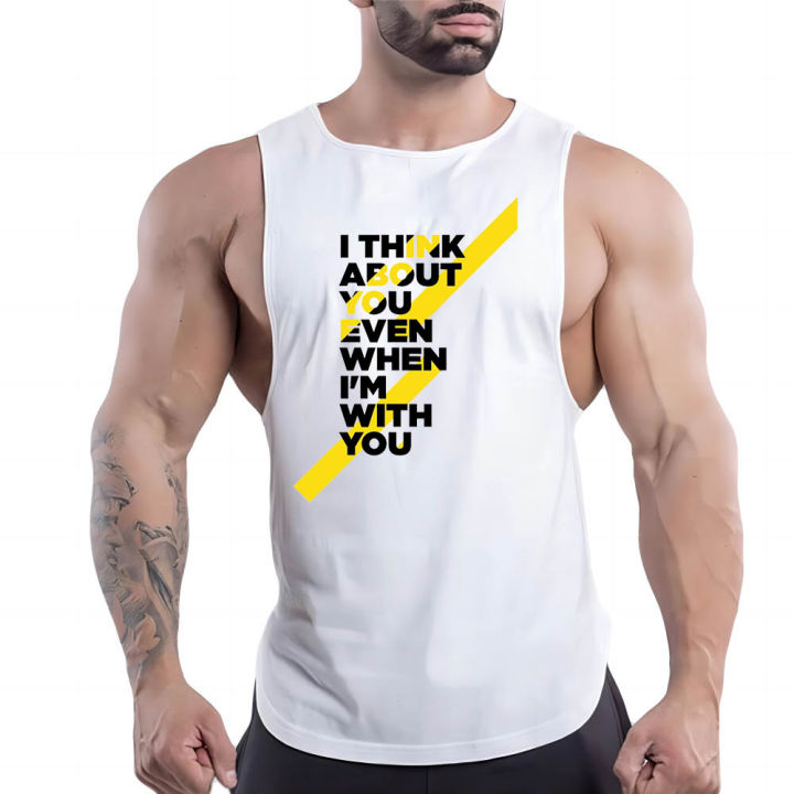 2023 Summer Fashion Outdoor Casual Sports Style Solid Color Vest 2d Cartoon Print Men'S Crewneck Comfortable Breathable Top