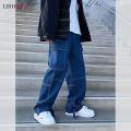 LINHUA Men Wide Leg Jeans Mens Spring cargo pants Hip Hop Streetwear New Loose Straight Baggy Denim Pants Male work jeans.