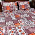 King size Bedsheet with Pillow cover Chador set 7.5×8.25 feet Full cotton fabric  Purple , Brown. 
