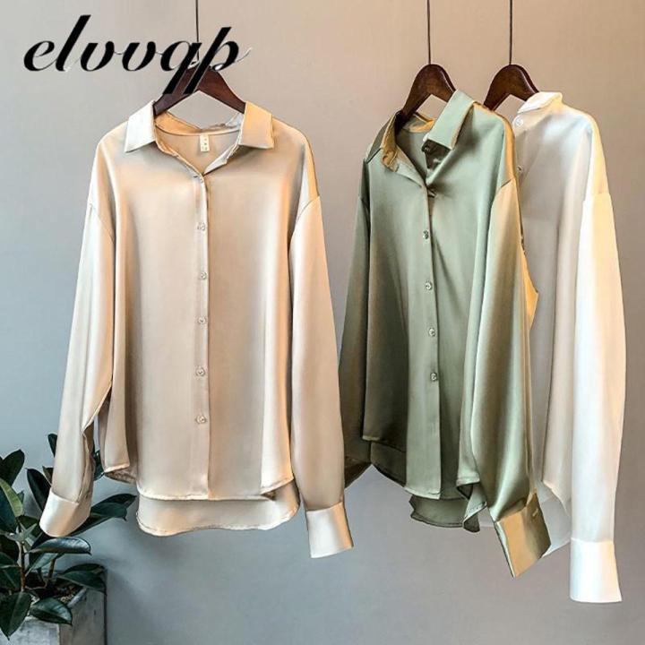 satin silk blouse long sleeve