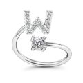 Fashion Crystal Name Letters Rings Classic Cubic Zirconia Adjustable Opening Alphabet Finger Rings For Women Girls Party Jewelry. 
