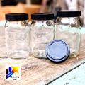 250ml, 06/12 pcs glass jar for kitchen & dining. Glassware Food Container with New Black Cap..