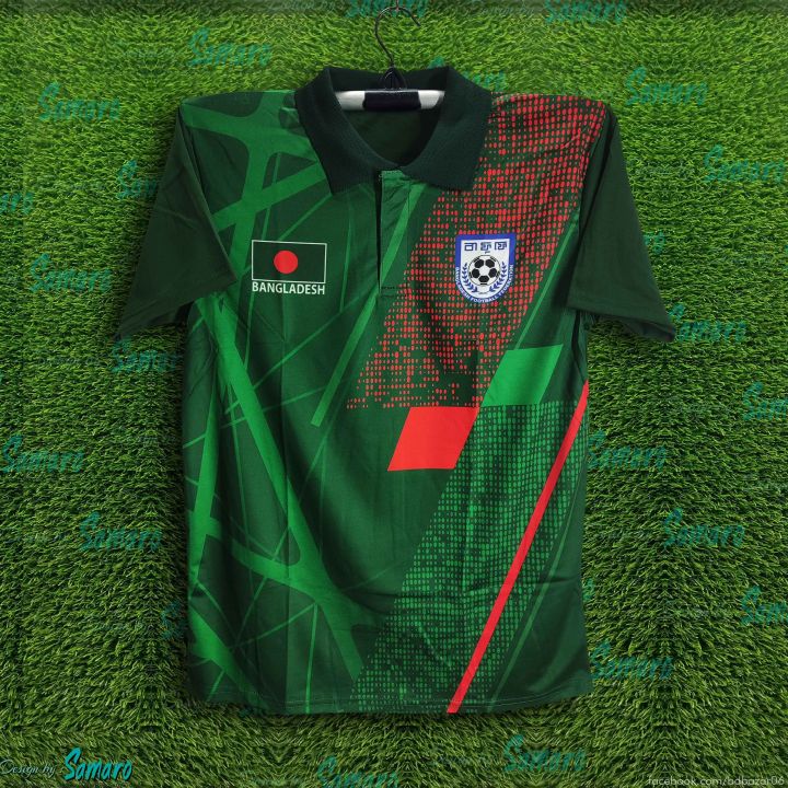B-d Short Sleeve Collar Football Jersey for Man - Half Sleeve Polo - Bangladesh Fan Jersey 2026/27