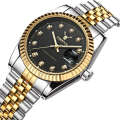 DEERFUN Classic Steel Strap Waterproof Business Non Mechanical Luxury Gold Diamond Shell Surface Watch.
