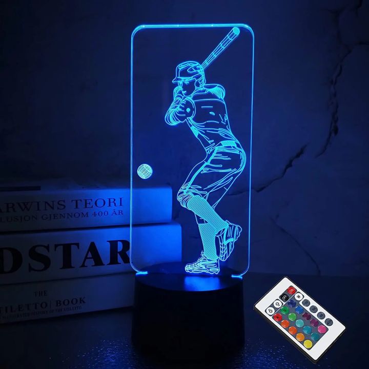 Baseball 3d Night Light Game Room Basketball Desk Setup Lighting Decor Sport Game Custom Sensor Light for Kids Bedside Gift