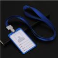 Aluminium Alloy Blue ID Card Holder with Lanyard Plastic Fastener Hanging Rope Employee Name ID Card Cover Metal Work Certificate Identity Badge ID Business Case.