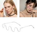 Glasses Frame No Lens Frame Crystal Wire Decorative Eyewear Eyeglasses Wave Shape for Rimless Music Festival Costumes ,. 