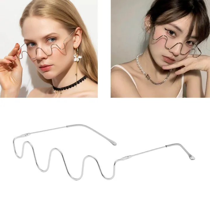 Glasses%20Frame%20No%20Lens%20Frame%20Crystal%20Wire%20Decorative%20Eyewear%20Eyeglasses%20Wave%20Shape%20for%20Rimless%20Music%20Festival%20Costumes%20,%20-%20Image%203