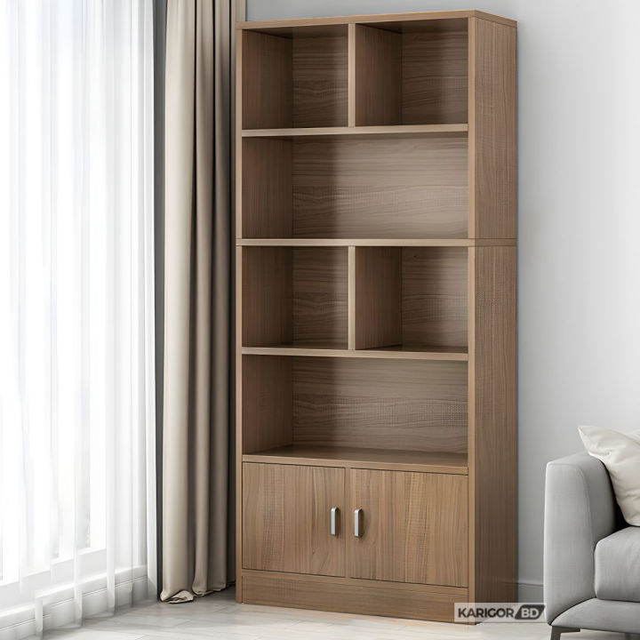 Bibliophile%20Book%20Shelf%20Shelving%20Stand%20Display%20Shelve%20Engineered%20Wood%20Bookshelf%20Showpiece%20Rack%20with%20Storage%20Cabinet%20by%20KARIGOR%20BD%20-%20Image%204
