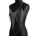 Multi Layers Chest Bra Chain Body Jewelry Necklace For Women Metal Body Chain Harness Party Music Festival Accessories.