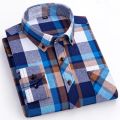 New Cotton Fashion Plaid Shirts For Men's Long Sleeve Single Patch Pocket Design Young Casual Standard-Fit Flannel Shirt S-8XL. 