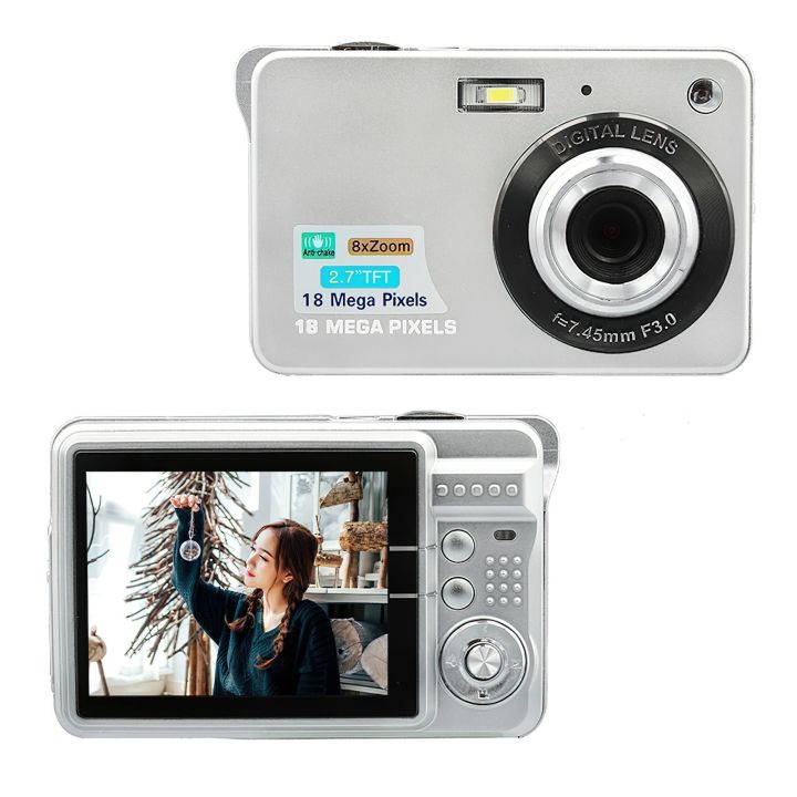 Portable 720P Digital Camera Video Camcorder 2.7 Inch Large TFT Screen with Carry Bag-sliver