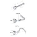 ZS 20pcs CZ Stainless Steel Nose Studs Crystal Lot 20G Nose Piercing Septum Studs For Unisex Body Piercing Fashion Jewelry Women. 