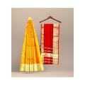 Tangail Tat Yellow & Red Combnation Color 12 Hand Halfsilk Saree for Women From Tangail Tant Saree Store.