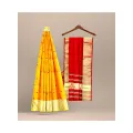 Tangail Tat Yellow & Red Combnation Color 12 Hand Halfsilk Saree for Women From Tangail Tant Saree Store.