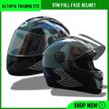 STM Stylish Full Face Motorcycle Helmet with Retro Graphic Design - L Size. 