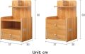 Bedside Table with Lock Drawer, Bedside Table Simple Small Nightstand Multifunctional Bedside Cabinet Scandinavian Style Bedroom Drawers Side Table End Table with Storage Shelf Chest of Drawers Bedroom Design by Nahid Furniture24x16x12".