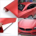 Satin Matte Chrome Metallic Red Vinyl Film Wrap Car Sticker Bubble Free 30*150cm. 