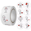 2rolls Match Man Stickers Cartoon Cute Creative Label Round Stickers Children's Journal Diary Sealing Stickers Gift Sticker.