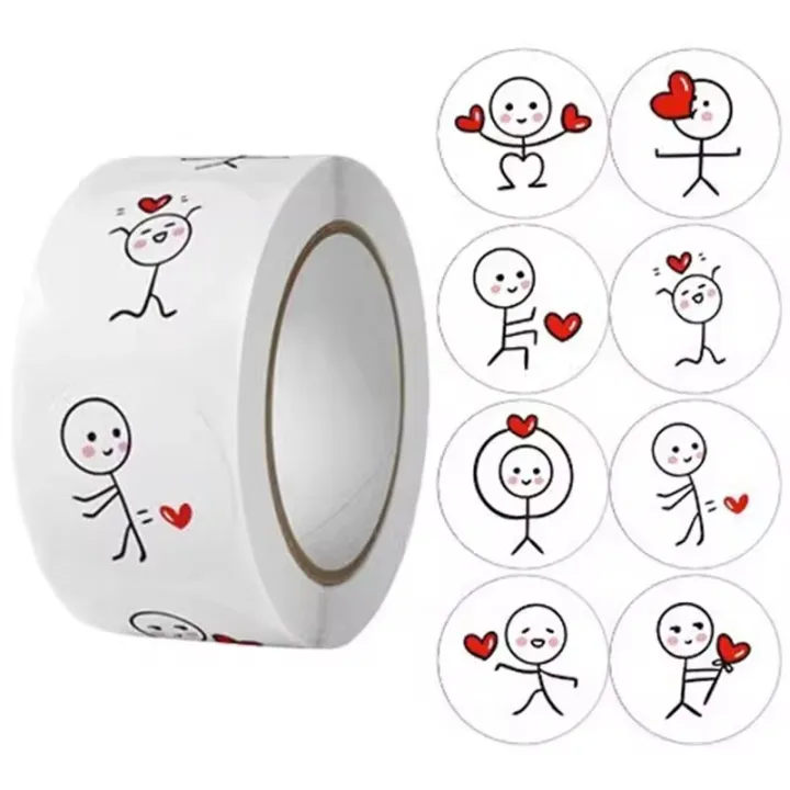 2rolls%20Match%20Man%20Stickers%20Cartoon%20Cute%20Creative%20Label%20Round%20Stickers%20Children's%20Journal%20Diary%20Sealing%20Stickers%20Gift%20Sticker%20-%20Image%202