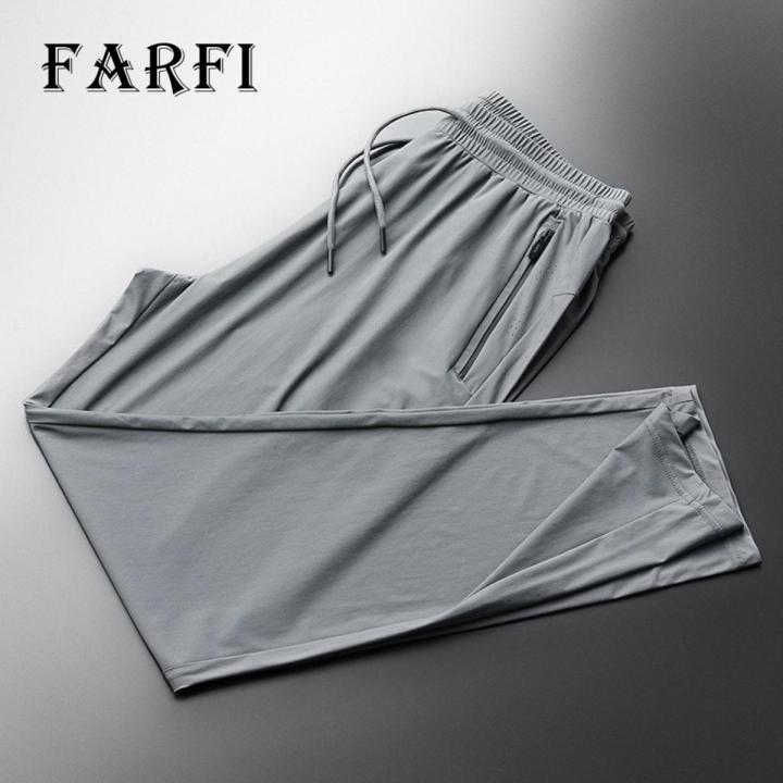 Farfi Summer Sweatpants Solid Color Plus Size Mesh Men Sweatpants
