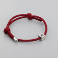 26 Letters Stainless Steel Square Beads Adjust Rope Copule Bracelet Personalized Best Friends Gift.
