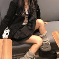 【The-Best】 Winter Leg Warmers Fluffy Goth Gyaru Y2k Accessories Gothic Lolita Knit Socks Women Legs Warm Ladi Sock Gothic Style Legging. 