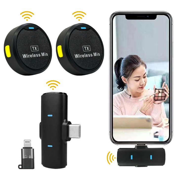 M1 Round Shape Wireless Dual Microphone For iPhone And Type C Mobile, Magnetic Collar Noise Cancellation Microphone