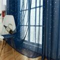 Star Print Tulle Curtains Window Drapes Sheer Purdah for Home Living Room.