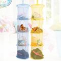 Brand New Mesh Hanging Storage Organizer 4 Compartments Folding Toy Clothing Bag Clothes Dryer Net Basket Hanging Organizer. 