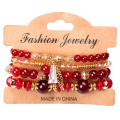 Fashion Hippie Jewelry Multilayered Colorful 4 Sets Bohemian Stackable Crystal Beaded Bracelets Beads Stretch Bracelet For Women.