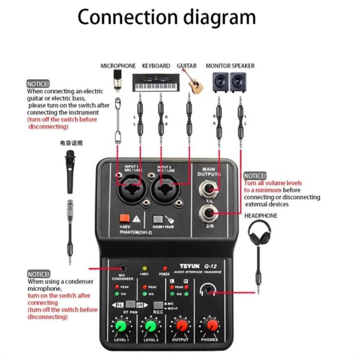 LKPCIGCXM 2X TEYUN Q-12 Sound Card Audio Mixer Sound Board Console Desk System Interface 4 Channel 48V Power Stereo Computer Card