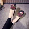 2021 summer new elastic band flat wedge word ladies sandals flatform heel slippers summer wholesale foreign trade.