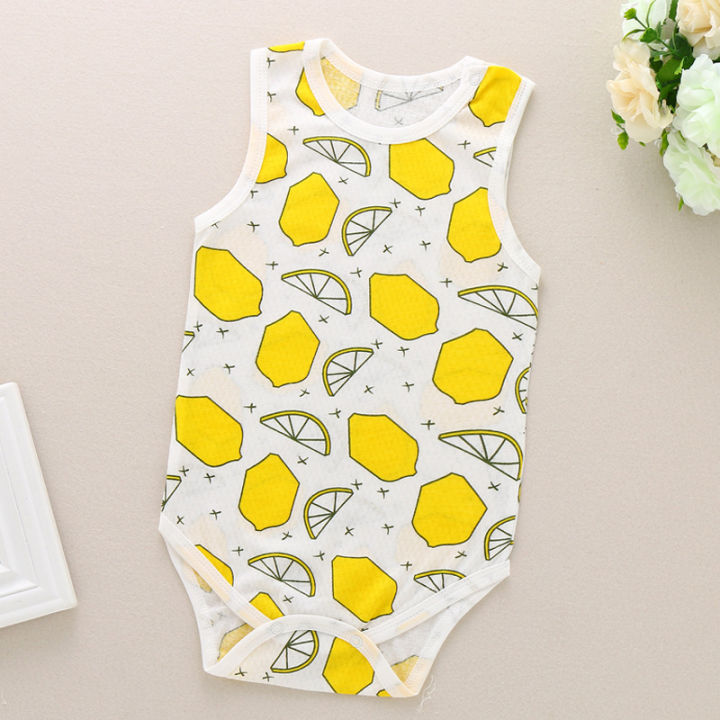 Newborn triangular hayi summer baby one-piece thin sleeveless cotton belly protector mesh baby vest bag fart clothes