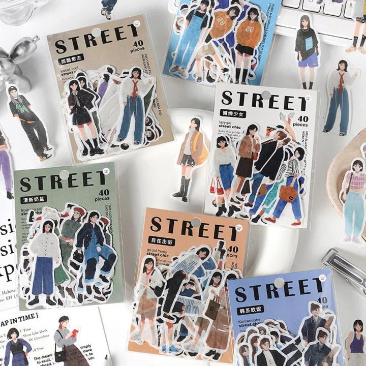 Panda Online 40PCS Street Girl Series Character Washi Stickers Album ...
