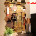 12Pcs Hexagonal Frame Stereoscopic Mirror Wall Sticker Decoration Cherry Super Store. 