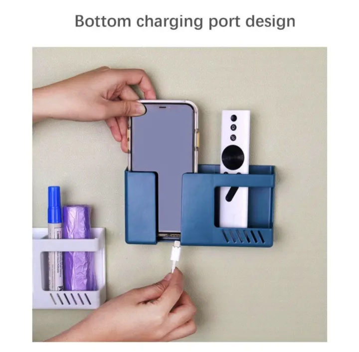 Multi-functional%20Wall%20mount%20phone%20charging%20holder%20stand%20with%20extra%20Storage%20Box,%20Remote%20Control%20holder,%20Mobile%20Phone%20Plug,%20Home%20Charging%20Shelf%20-%20Image%203