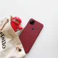 Tokifu For Google Pixel 4A 4G Case Matte Simple Solid Color Soft Silicone TPU Case Cover+Lanyard.