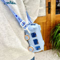500ML Bus Shape Cute Car Water Bottle with Movable Wheels Strap Plastic Drinking Bottle Leakproof for Boys Girls. 