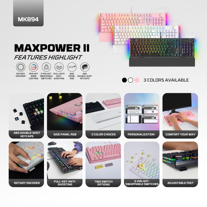 FANTECH%20MK894%20MAXPOWER%20II%20Mechanical%20Gaming%20Keyboard%20White%20-%20Image%203