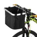 Bicycle Front Basket Folding Removable Bike Handlebar Basket Pet Cat Dog Carrier Bag Aluminum Frame Top Handles. 