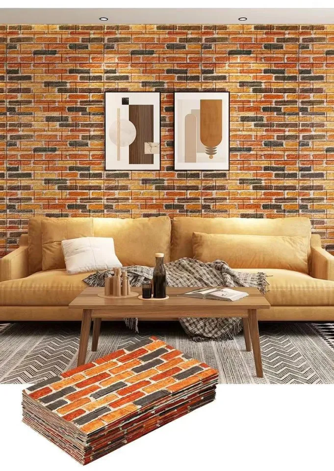 Rouleau 10m De Sticker Mural – Aspect Brique – Adhésif PVC – Déco Maison